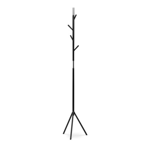Cuier modern, înălțime 179 cm, structură metalică, lac negru mat, capacitate de încărcare 6 kg