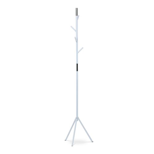 Cuier modern, înălțime 179 cm, structură metalică, lac alb mat, capacitate de încărcare 6 kg