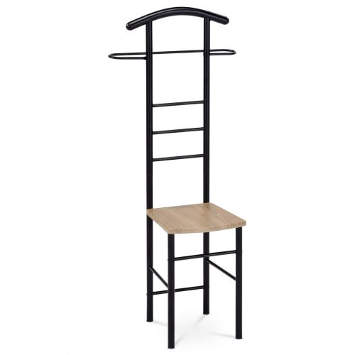 81870  Suport de haine,Valet, Negru cu decorație de stejar sonoma, rezistă pînă la 90 kg