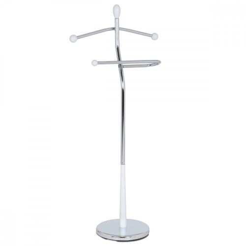 82646  Suport de haine,Valet,Alb , Material; arbore de cauciuc și metal cromat rezistă pînă la 6 kg