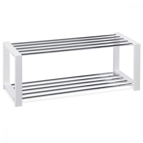 83168-11 Depozit modern pentru pantofi cu rafturi cromate în alb