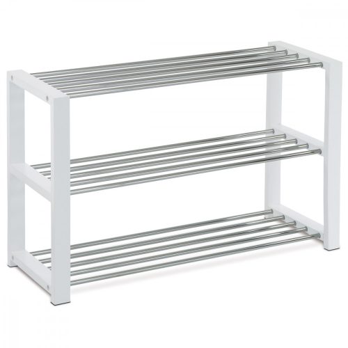 83168-12 Depozit modern pentru pantofi cu rafturi cromate în alb