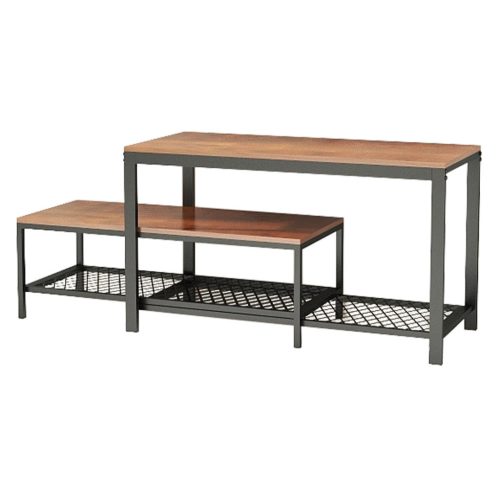 Suport pantofi cu 2 rafturi de culoare Old Oak cu blat din MDF.