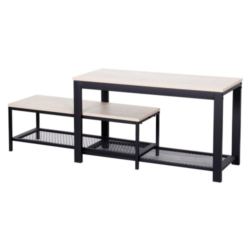 Suport pantofi cu 2 rafturi de culoare Stejar Sonoma cu blat din MDF.