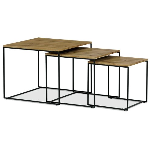 Set de mese de cafea din 3 piese, culoare stejar