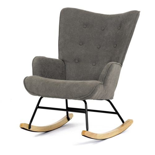 Scaun balansoar confortabil cu tapițerie din material maro. AK-371