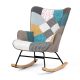 Scaun balansoar patchwork cu picioare din lemn de cauciuc. AK-374