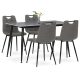 Set de sufragerie 1+4, masa 130x70, blat din piatră sinterizată cu model marmura gri mat, scaune cu tapițerie din stofă gri