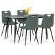 Set de sufragerie 1+4, masa 130x70, blat din piatra sinterizată cu model marmură gri mat, scaune cu manere, tapițerie din stofa verde