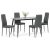 Set de dining 1+4, masă 130x70, blat din piatră sinterizată cu imitație de marmură alb mat, scaune tapițate cu material textil gri, finisaj negru lăcuit.