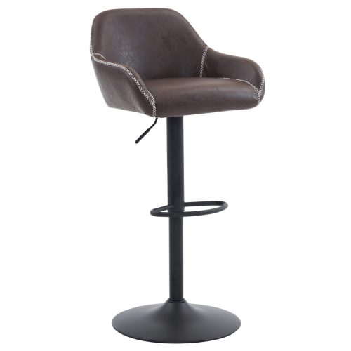 Scaun  de bar telescopic cu scaun din țesătură cu efect de piele maro, confortabil pentru uz casnic AUB-716