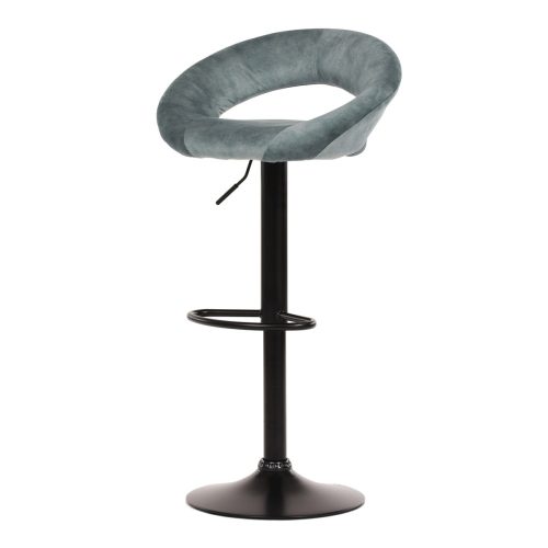 Scaun  de bar telescopic tapițat cu catifea, culoare albastru-verde AUB-822