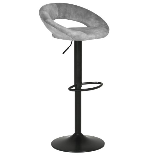 Scaun  de bar telescopic tapițat cu catifea gri AUB-822