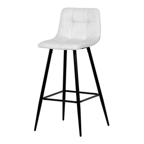 Scaun de bar, material alb, picioare metalice 