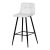 Scaun de bar, material alb, picioare metalice