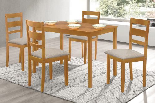 Set de masă modern pentru 4 persoane și scaune în culoarea stejarului. Dimensiunea mesei: 120x75x75 cm. AUT-6070 