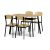 Set de sufragerie Masă cu Patru Scaune, MDF, decor Stejar Natural, cadru metalic negru