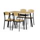 Set de sufragerie Masă cu Patru Scaune, MDF, decor Stejar Natural, cadru metalic negru