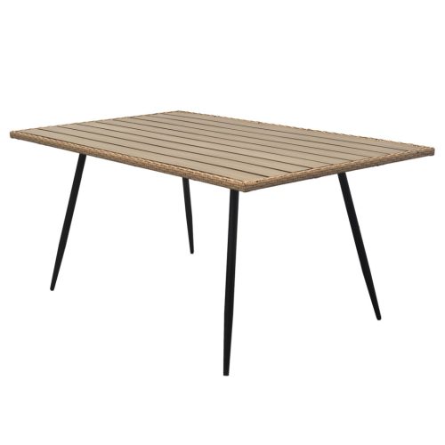 Masă de grădină 160x95x74 cm, metal rattan sintetic, blat din polywood