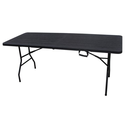 Masă de camping pliabilă, culoare neagră, 180x74 cm, cu mâner pentru transport ușor