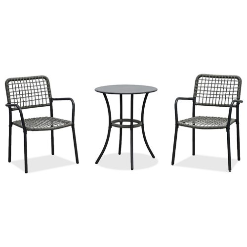 Set grădină 1+2, masă 60x60, scaune din rattan sintetic antracit, metal antracit