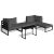 Set grădină 2+1, masă 75x30 cm, canapea multifuncțională, metal antracit, material textil gri închis