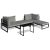 Set grădină 2+1, masă 75x30 cm, canapea multifuncțională, metal antracit, material textil gri deschis