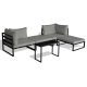 Set grădină 2+1, masă 75x30 cm, canapea multifuncțională, metal antracit, material textil gri deschis