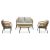 Set grădină 1+1+2, masă 90x48 cm, scaune și o bancă dublă, rattan sintetic cu aspect natural, metal antracit, material textil gri deschis, rezistent la apă