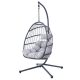 Fotoliu suspendat de grădină, împletitură rattan sintetic antracit, husă material textil gri