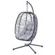 Fotoliu suspendat de grădină, împletitură rattan sintetic antracit, husă material textil gri