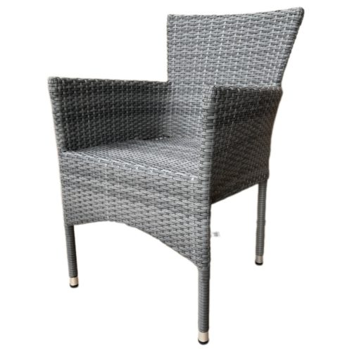 Scaun de grădină, rattan sintetic gri, metal, stivuibil