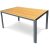 Masă de grădină 150x90x73 cm, blat din polifa decor stejar, structură metalică gri