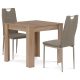 Set de sufragerie 1+2, masa 80x80 cm, MDF stejar sonoma, scaune din stofa cappuccino