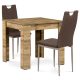 Set de sufragerie 1+2, masă 80x80 cm, MDF stejar wotan, scaune cu tapițerie din material maro