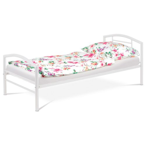 Cadru de pat simplu metalic alb 90x200 cm