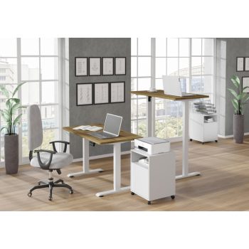   Masă de birou/gamer BIMotion, inalțime reglabilă electric, controler inteligent, culoare stejar artizanal, cu picioare albe 120x65