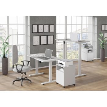   Masă de birou/gamer BIMotion, inalțime reglabilă electric, controler inteligent, alb mat, 120x65