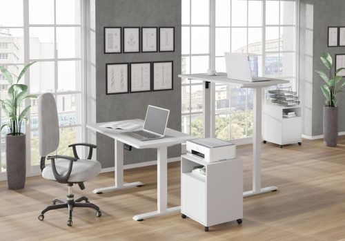 Masă de birou/gamer BIMotion, inalțime reglabilă electric, controler inteligent, alb mat, 120x65