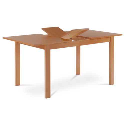 Masă de sufragerie extensibilă 120+30x80x74 cm, blat MDF, furnir, picioare din lemn masiv, culoare fag