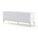 SUPORT TV RAVENNA 150 CM, ALB MAT, CU PICIOARE  AURII, SUPORT TV RAVENNA B 3D