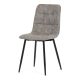 Scaun de sufragerie, material vintage gri, picioare metalice negre