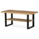 Măsuță  de cafea 120x60x55 cm, blat MDF, decor stejar salbatic, metal, raft, picioare negre
