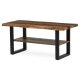 Măsuță de cafea 120x60x55 cm, placă MDF, decor lemn învechit, metal, poliță, picioare negre