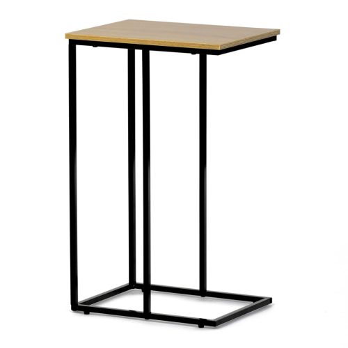 Masă consolă, placă MDF, decor stejar, metal negru