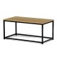 Măsuță de cafea modernă de culoare stejar, 90x48x41 cm, MDF, decor stejar salbatic, metal negru