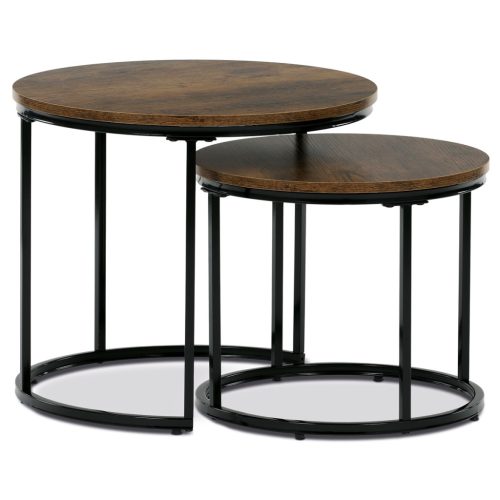  Set măsuță de cafea blat MDF, decor lemn vechi, bază metalică