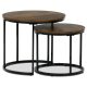  Set măsuță de cafea blat MDF, decor lemn vechi, bază metalică