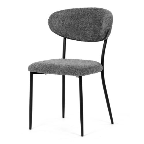Scaun de sufragerie, stofa gri, picioare metalice negre