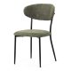 Scaun de sufragerie, material verde, picioare metalice negre